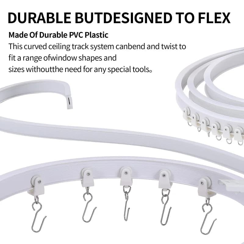 1-2M Tenda flessibile pieghevole Pista Camere da letto Balconi Bagni Divisorio Soffitto Pista silenziosa Decorazioni per finestre di casa Accessori