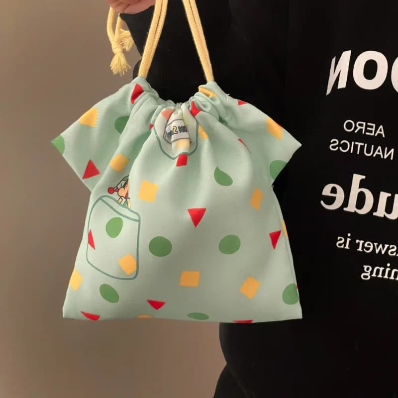 Borsa portaoggetti con coulisse per pigiami, design nuovo e simpatico ispirato ai cartoni animati giapponesi, con tasche multiple per l'organizzazione e la conservazione di oggetti vari