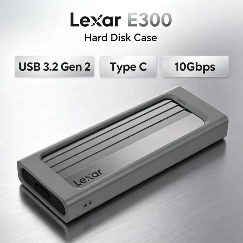 Lexar E300 NVMe SSD for 2230/2242/2260/2280 M.2 SSD Enclosure USB 3.2 Gen 2 Type C Mobile External Hard Disk Case