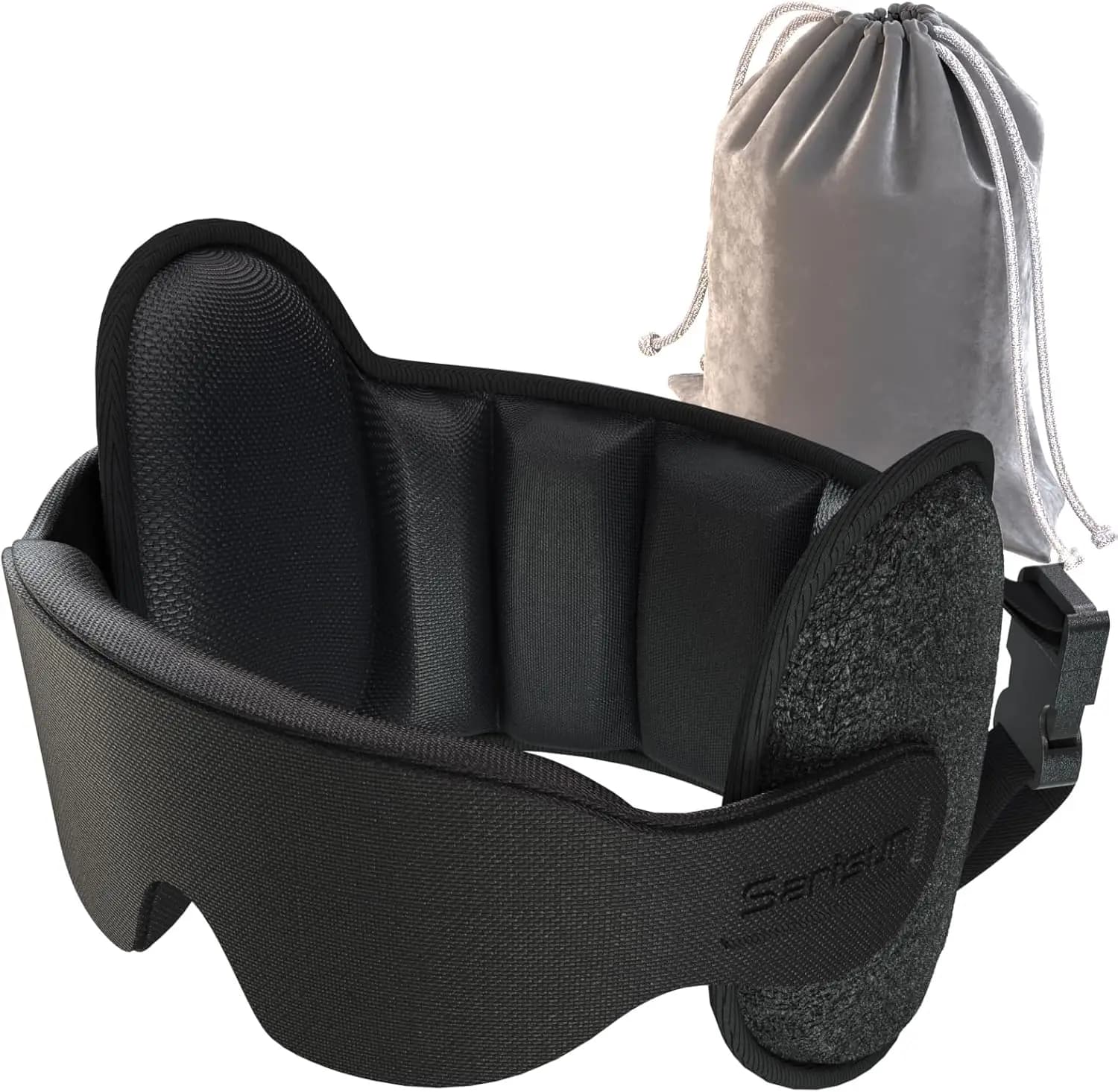 Cuscino da Viaggio a U Migliorato con Rotazione a 360° ° Maschera di supporto e oscurante per lunghi voli, nera