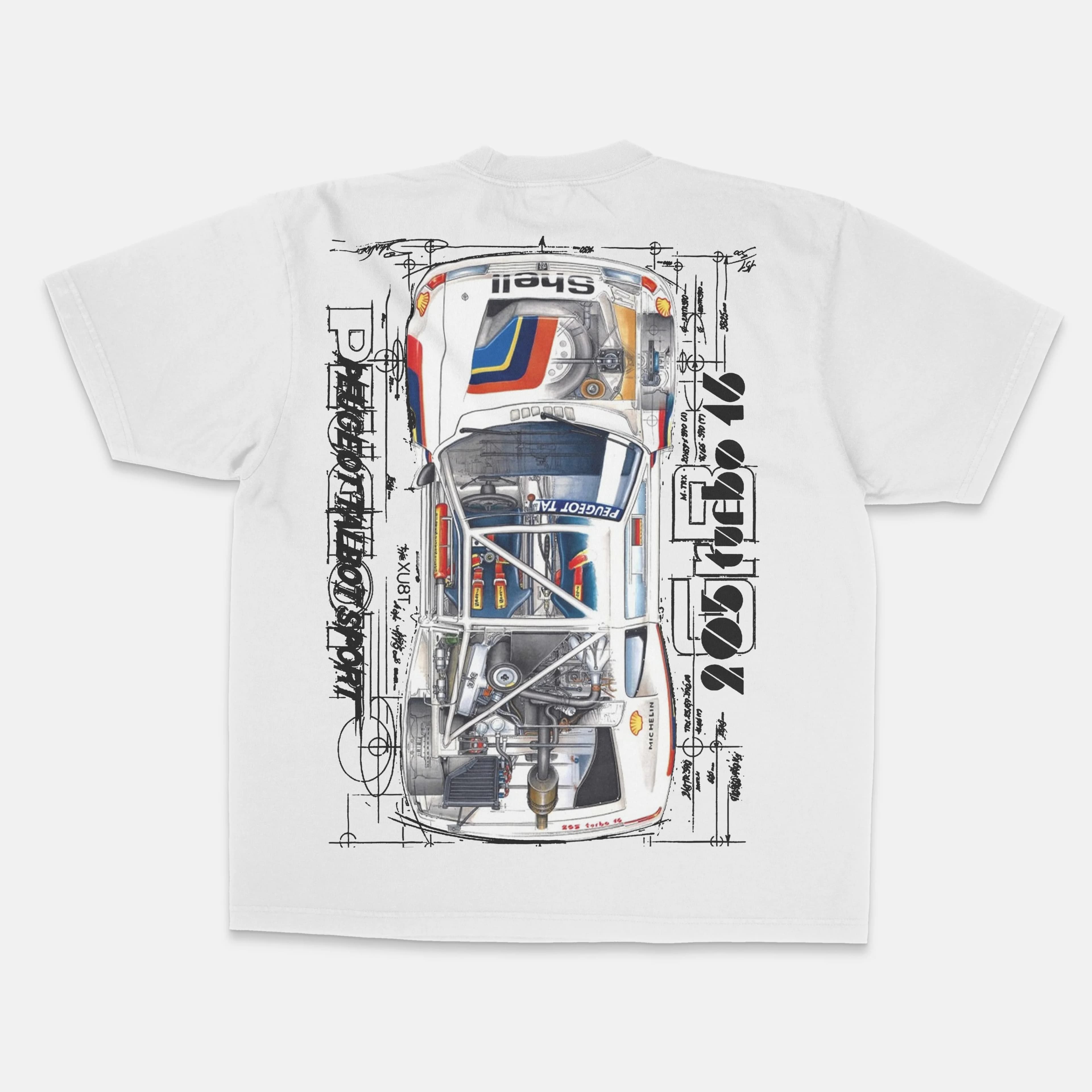 WRC Engineering Perspective Aesthetics 205 Turbo 16 JDM Retro Racing T-Shirt Cotton Graphic Tee Men Women Summer Streetwear