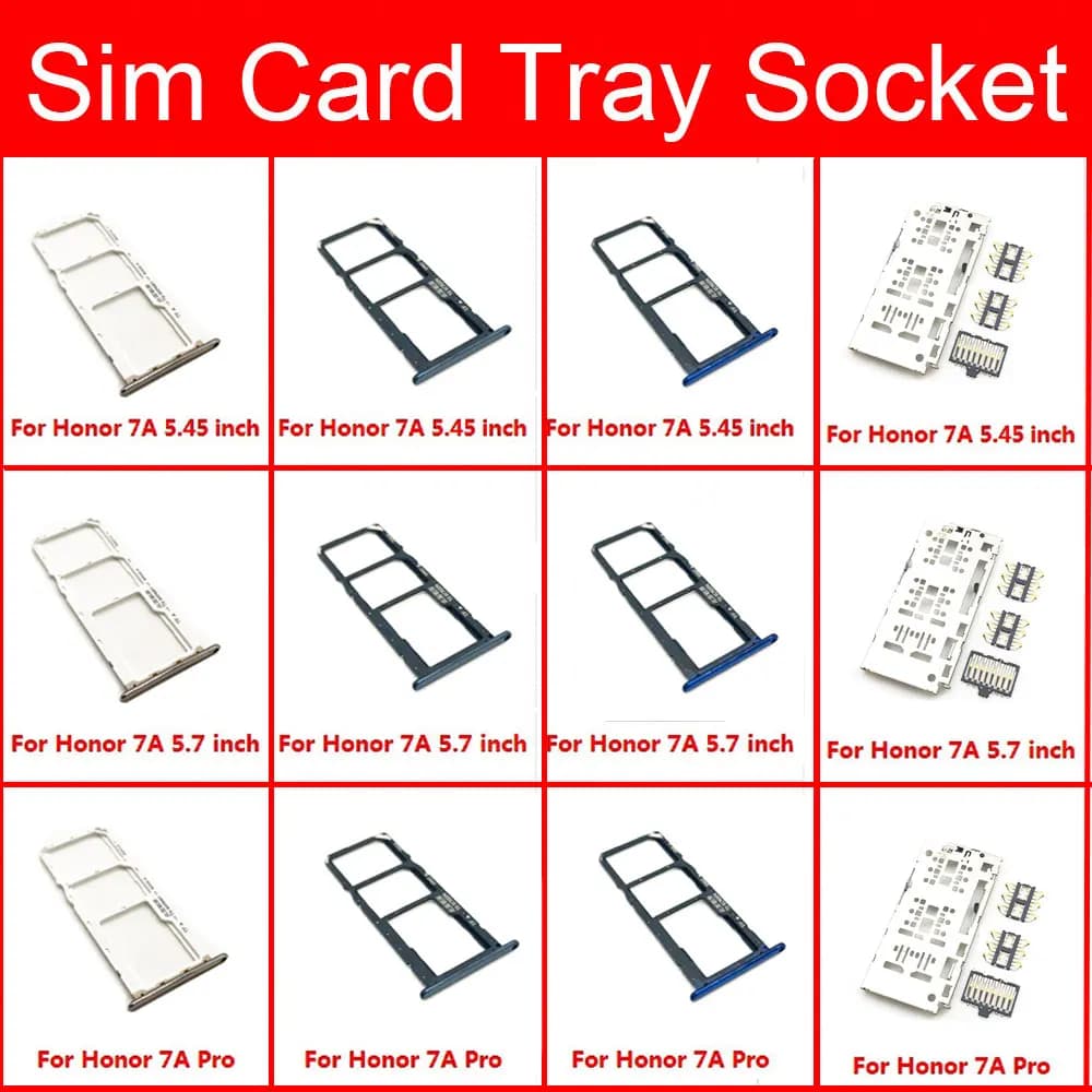 Adattatore per supporto vassoio scheda di memoria e SIM per Huawei Honor 7A Pro 7APro RU Lettore di schede SIM Presa per slot Parti di riparazione di ricambio
