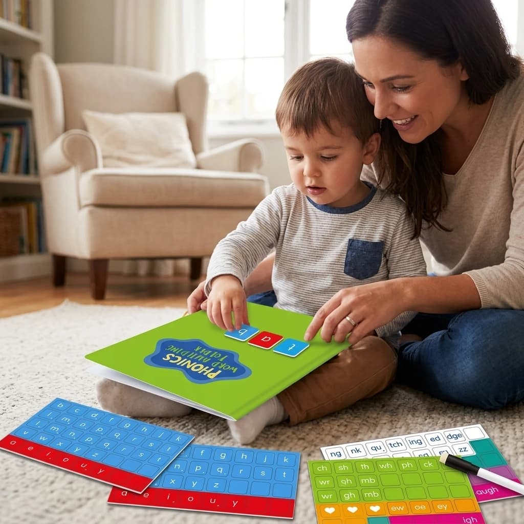 Phonics Learning Set Educational Magnetic Letter Tiles for Kids Home Classroom Spelling Practice Guide Book Pen ABS Toy