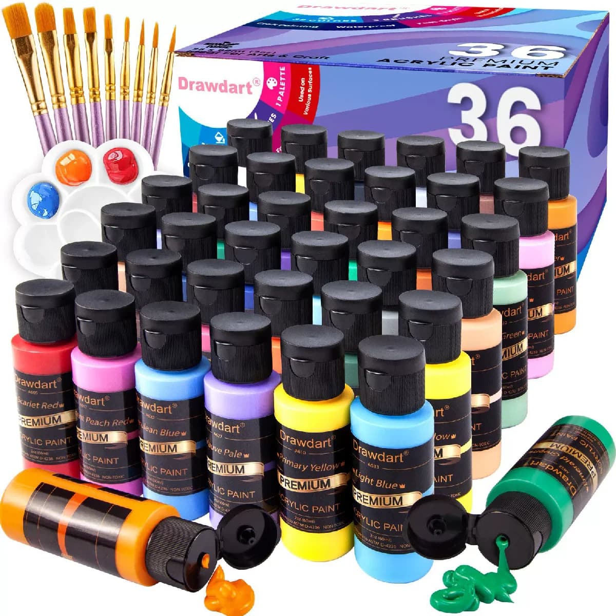 24-Color 60ML Acrylic Paint Set Student Art DIY Graffiti Hand-Painted Spray Paint for Creative Painting Projects