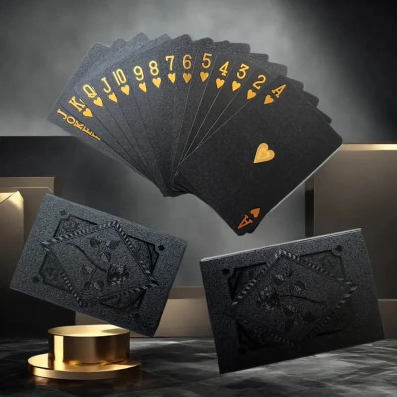 Black Gold Waterproof Playing Cards Game Cards Group PET Poker Suit Magic Package Board Game Collection Entertainment Gift