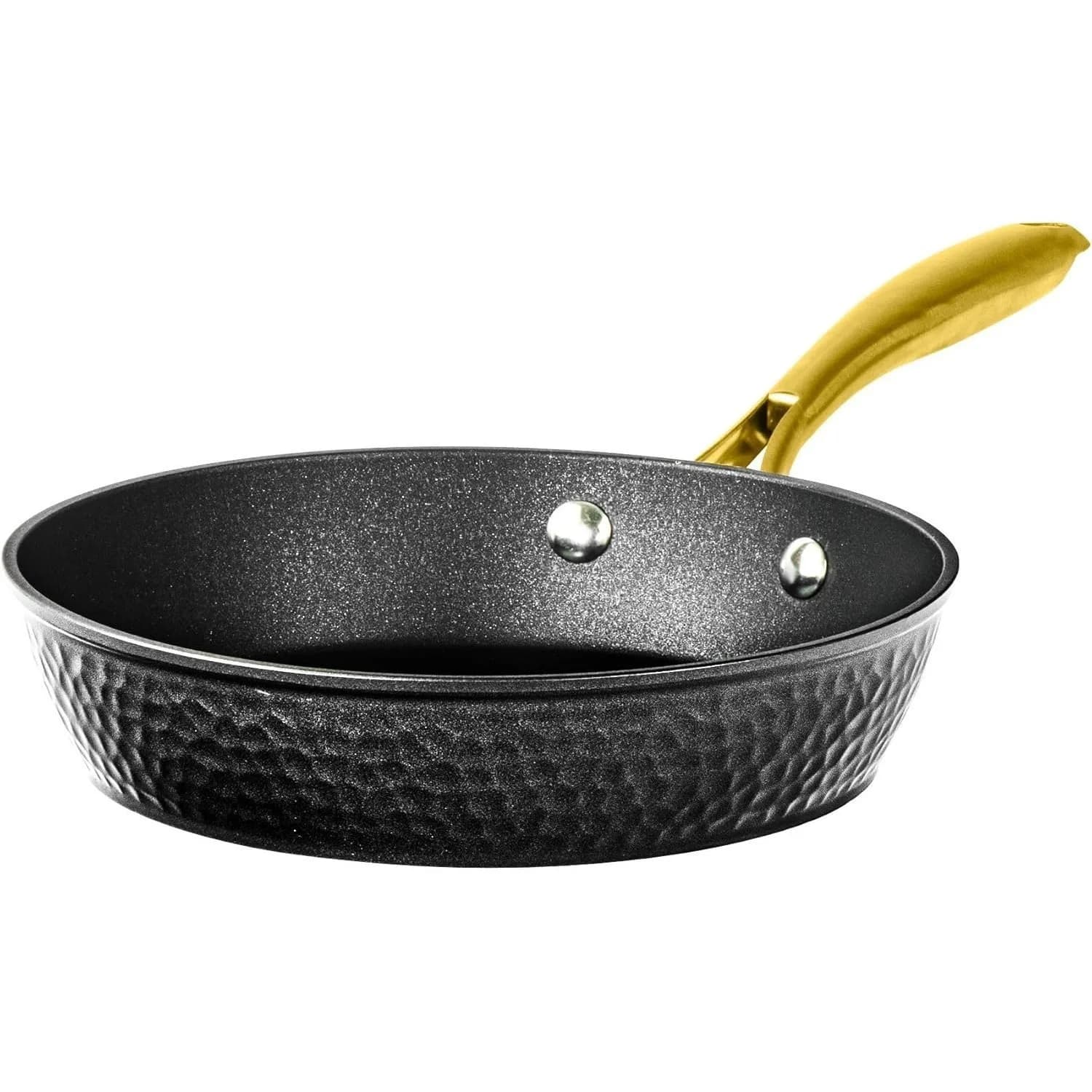 Padella antiaderente Granitestone Charleston da 12 pollici, padella per cucinare, adatta per induzione, per frittura profonda, utilizzabile in forno, effetto martellato - Blu navy