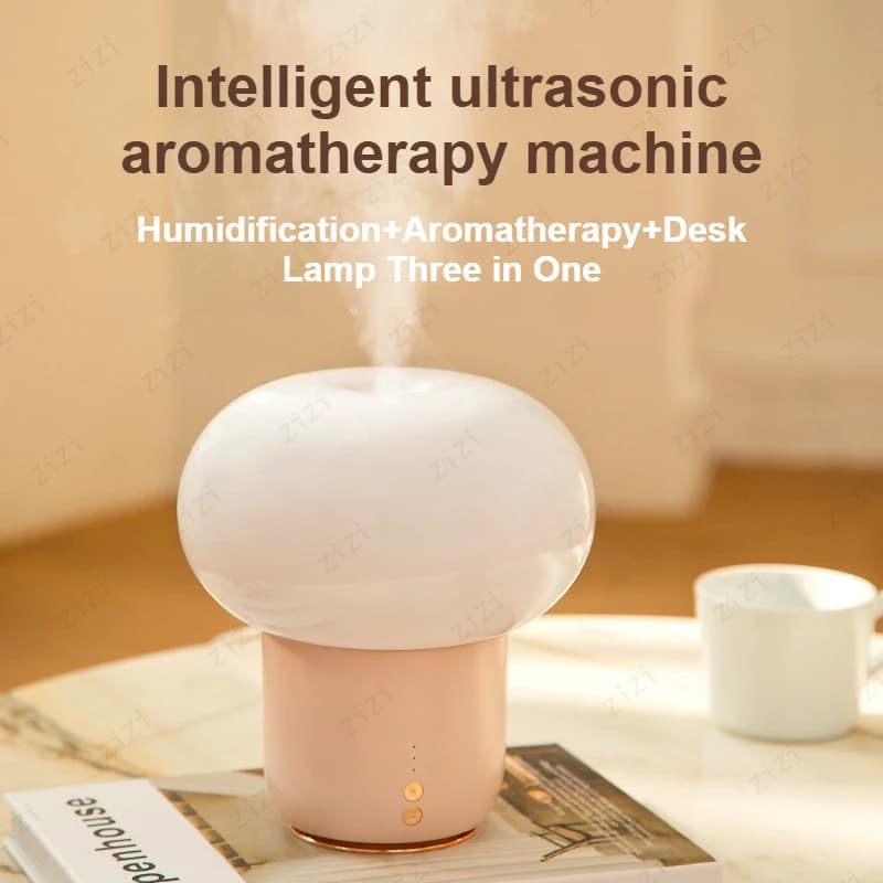 Lampada da Tavolo a Forma di Fungo con Diffusore di Aromi, Macchina per Aromaterapia Semplice con Umidificazione e Idratazione