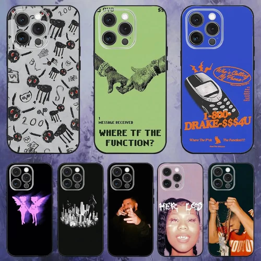 D-Drake Rapper Phone Case For iPhone 17,16,15,14,13,12,Pro,Max,Plus,E,SE4,Air,Mini Black Soft Box