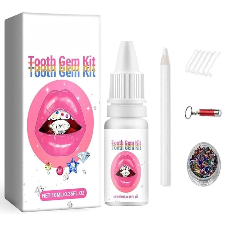 Jewellery set for precious stone teeth with transparent DIY Glitter decoration Beautiful smile sticker Robusto set of glue for light crystal teeth
