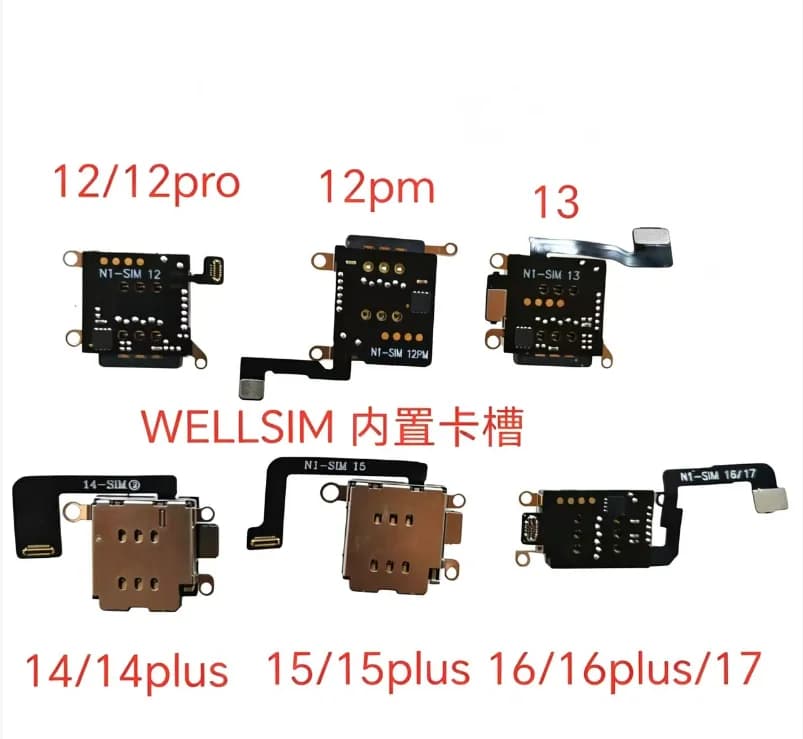 Slot per Doppia SIM MEP Flex con IC Wellsim Integrato per iPhone 12, 12 Pro Max, IP13, IP14, IP15, IP16, IP17