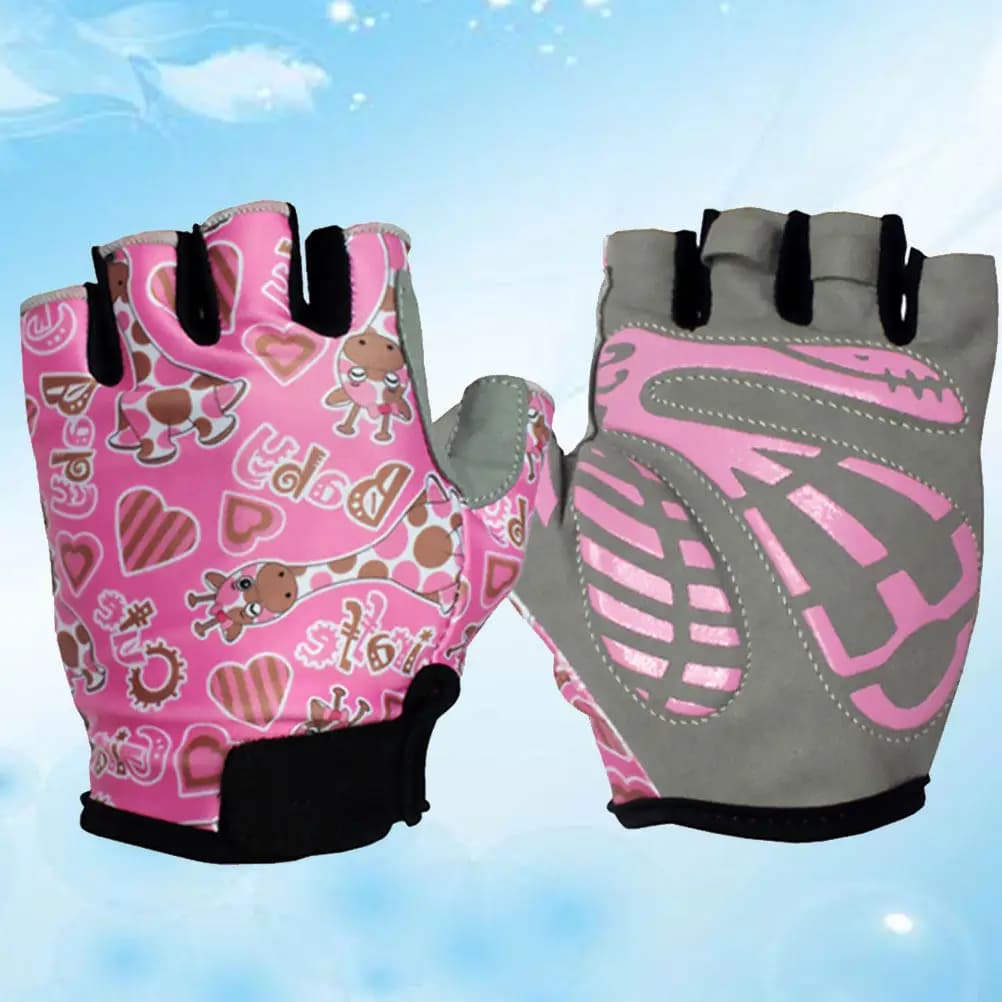Guanti Mezze Dita per Bambini, Ciclismo, Sport all'Aperto, Fitness, Antiscivolo, Durevoli, Lunga Durata, Alla Moda, Protezione Polso