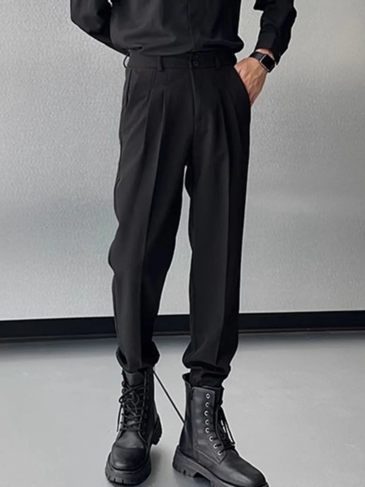 Pantaloni Casual da Uomo Imbottiti Autunno Inverno a Vita Alta Gamba Dritta Stile Harajuku Abbinabili a Stivali Pantaloni Larghi