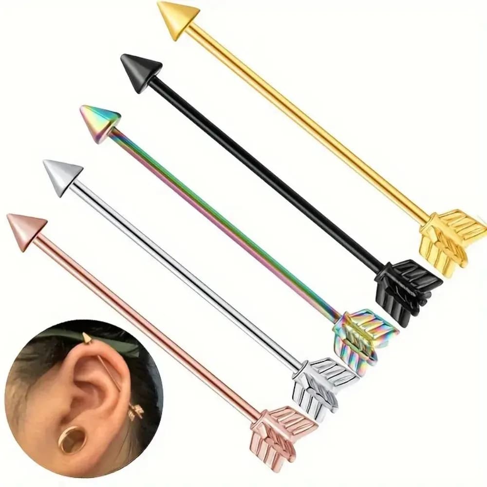 1pc unisex moda in acciaio inossidabile freccia orecchini semplici lunghi piercing all'osso senza allergie cono bilanciere orecchini a bottone per il quotidiano P