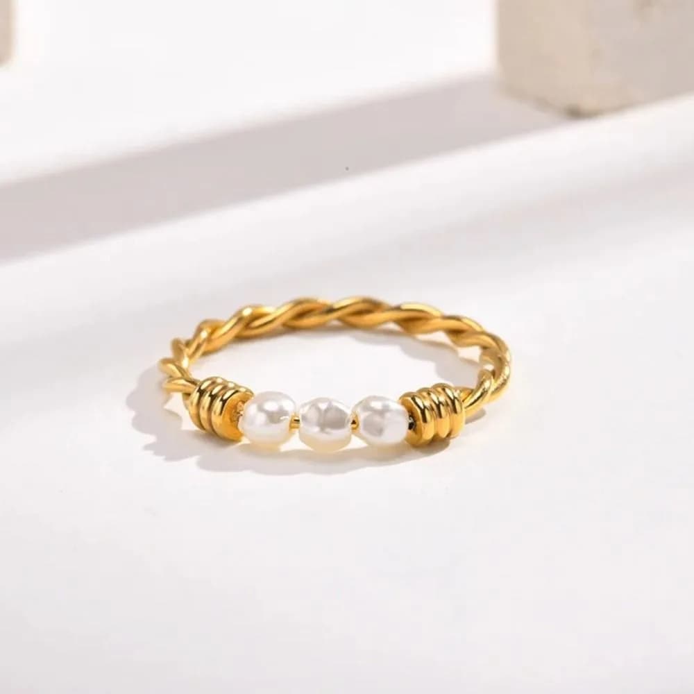 Anello di Lusso a Goccia d'Acqua con Perla d'Acqua Dolce, Anello in Acciaio Inox 304, Elegante Anello Vintage, Regalo per la Festa della Mamma
