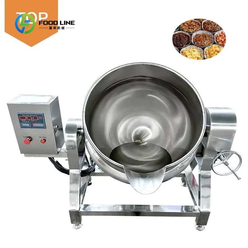 Customized Electric Wok Fried Rice Wheeled Kitchen Machine Coated Kettle With Mixer For Restaurant