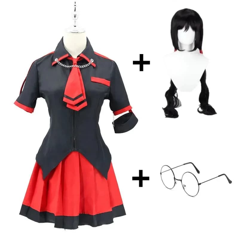 Anime Blood-C Kisaragi Saya Costume Cosplay Wig Girl Shirts Skirt Uniforms School Daily Woman JK Suit Des;5'b,8.