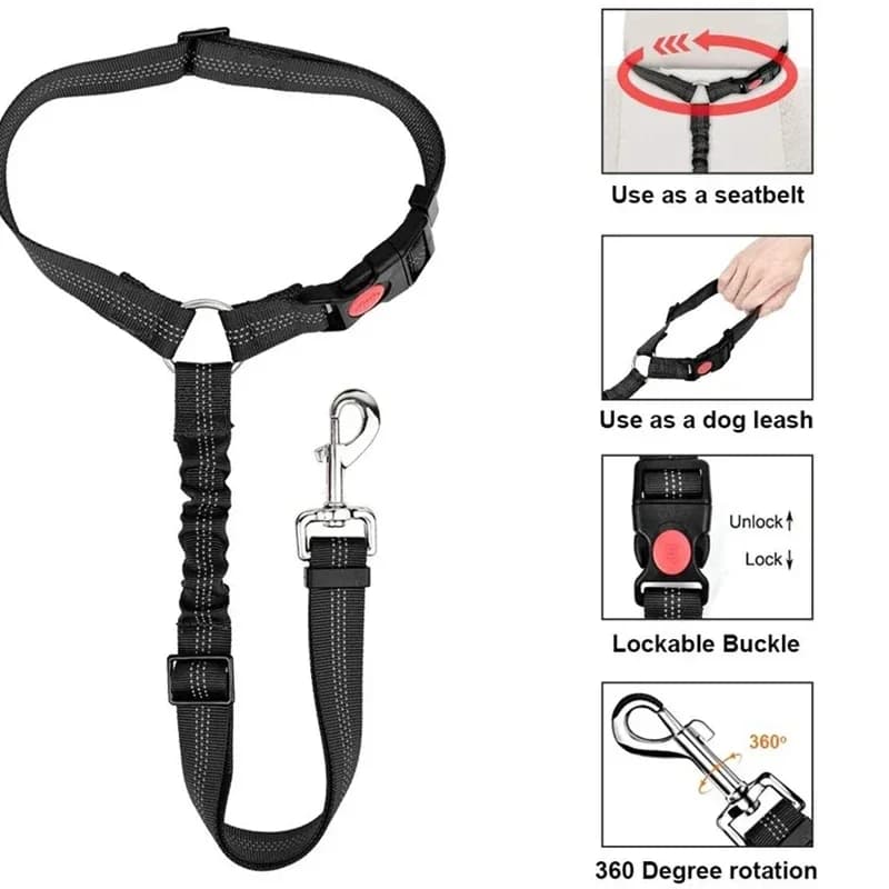 Pet car seat belt, dog leash, circular elastic stretchable reflective strip, nylon dog leash, pet supplies