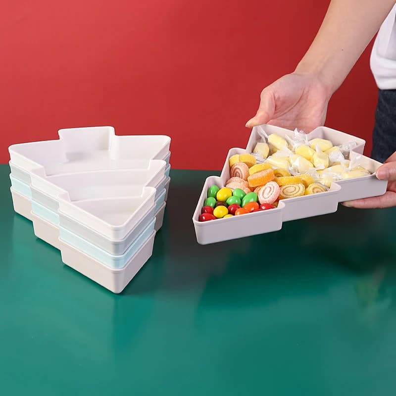 Scomparti a forma di albero di Natale per frutta secca Piatti per snack domestici Piatti per caramelle e semi di melone Forniture per dessert per feste di nozze