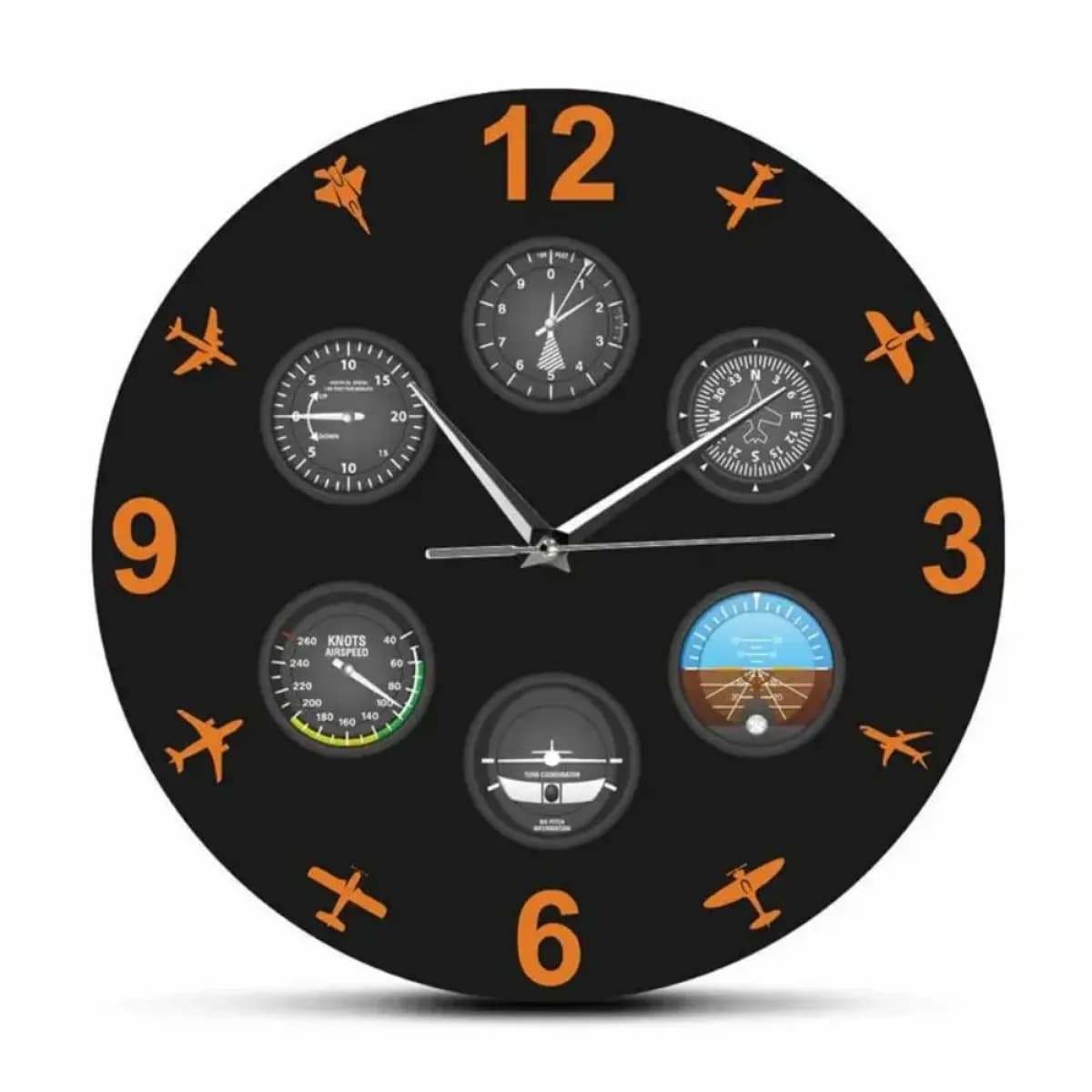 Grande Orologio da Parete Silenzioso con Design Ispirato agli Strumenti Aeronautici, Orologio Decorativo Moderno per Casa e Ufficio, Arte Creativa
