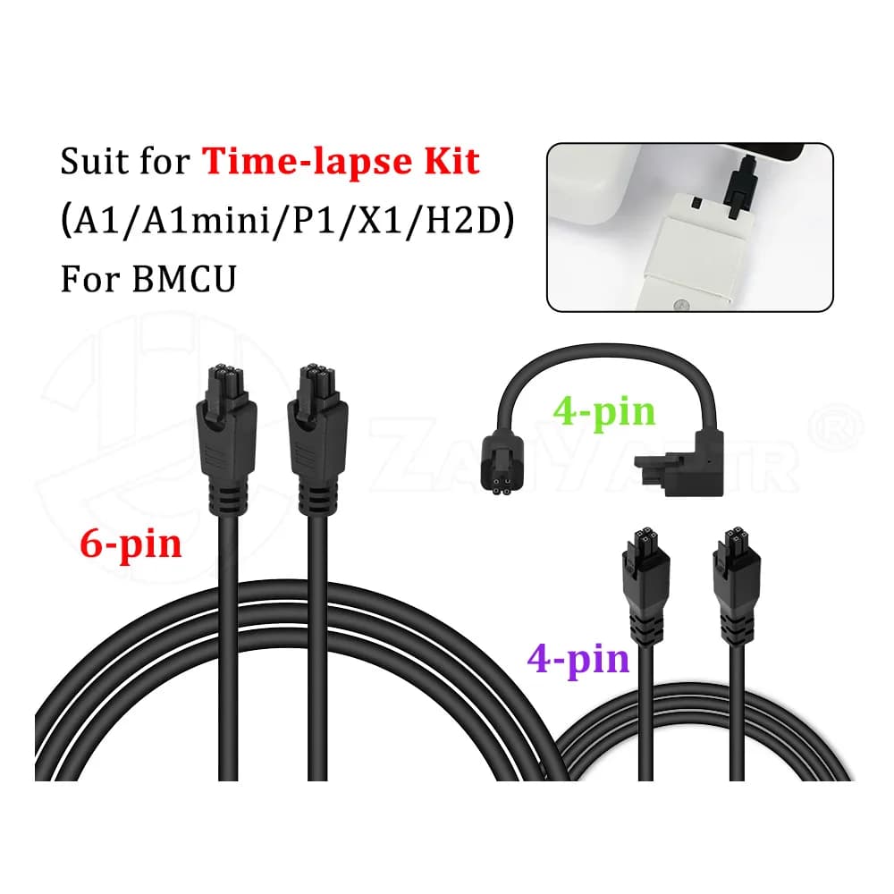 Per Bambu Lab 4pin/6pin Cavo di prolunga maschio-maschio per CyberBrick Time-lapse Kit A1/A1mini/P1/X1/H2D/Per stampante 3D BMCU