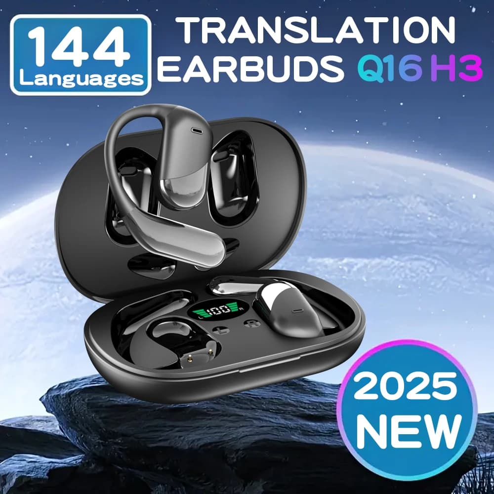 Auricolari Traduttori AI Wireless per 144 Lingue, Traduzione Vocale Intelligente AI, V5.4, Auricolari OWS