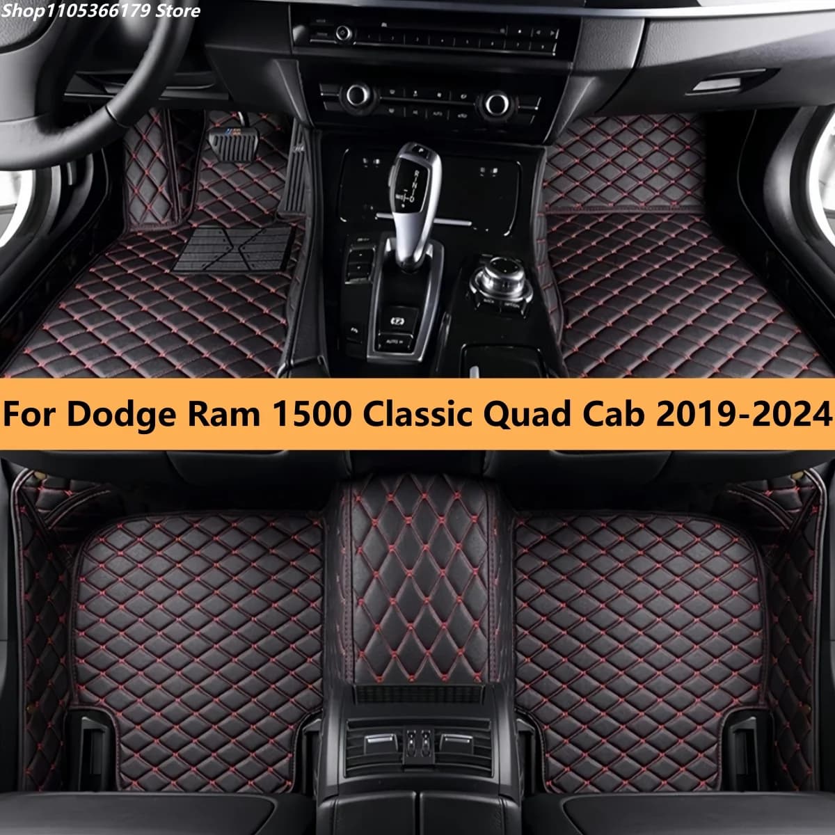 Tappetini Auto Personalizzati per Dodge Ram 1500 Classic Quad Cab 2019-2024, Tappetini per Uomo e Donna, Accessori Auto