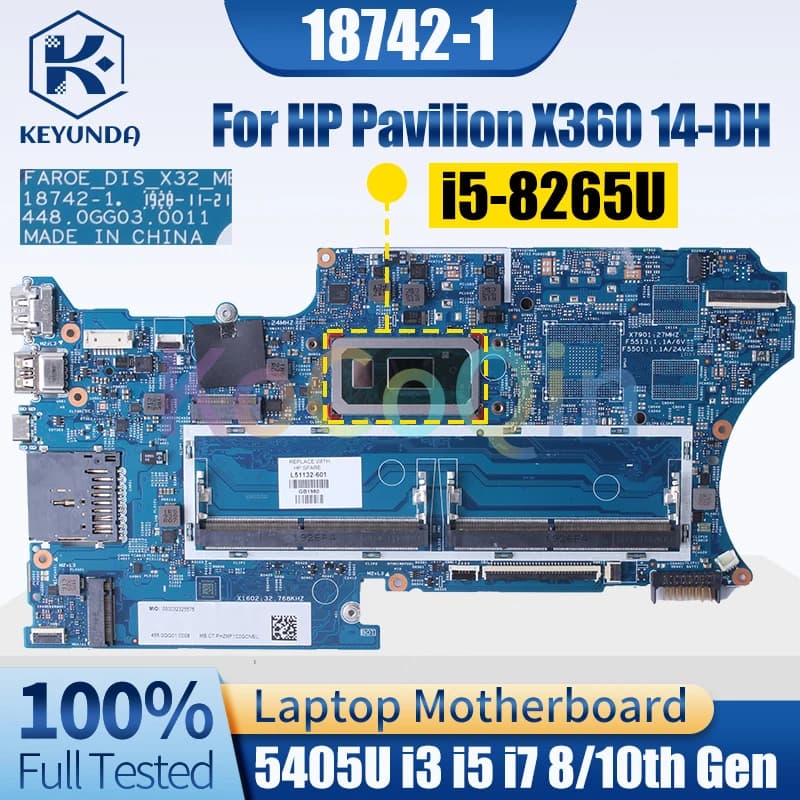 18742-1 Per HP Pavilion X360 14-DH Scheda Madre Del Notebook 5405U i3 i5 i7 8/10th Gen L51138-601 Scheda Madre Del Computer Portatile Completamente Testato