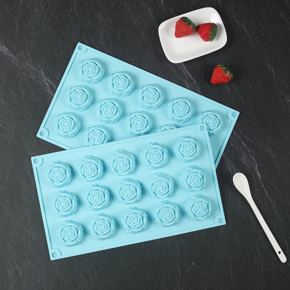 Stampo per caramelle al cioccolato in silicone con 15 cavità, dessert fai da te, budino, decorazione per torte, stampo a forma di rosa, strumenti per la creazione di cubetti di ghiaccio