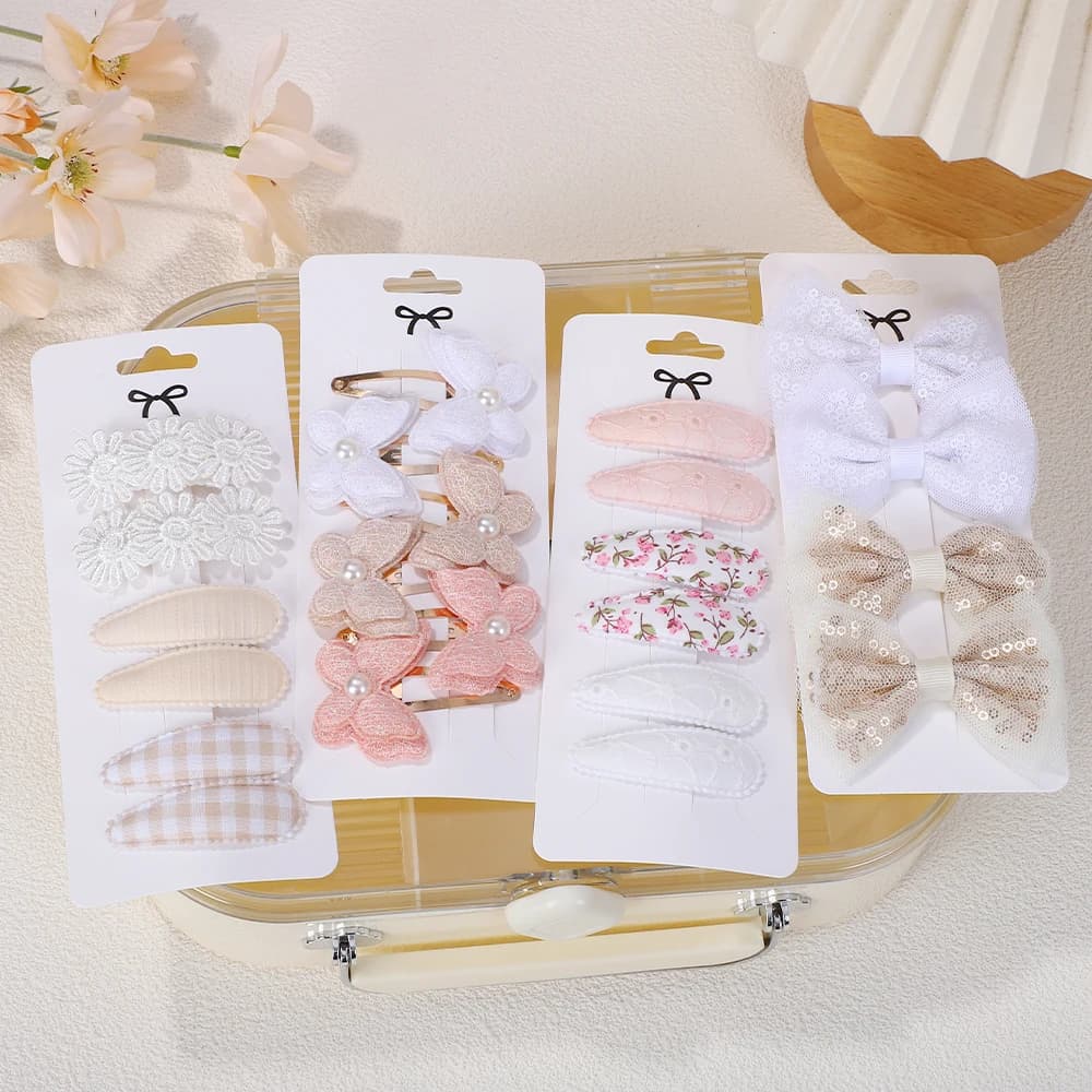 RAINBOW BOWS 4/6Pcs Kids BB Hairs Clips Set Crochet Butterfly Alloy Pearl Kids Hairpins Fashion Girls Boutique Headwear