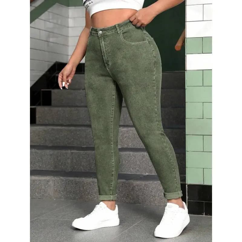 plus Size Elastic Denim Jeans Classical Style Loose Fit Citywalk Polyacrylnitril Fiber Side Zipper Closure Big Size Women's J...