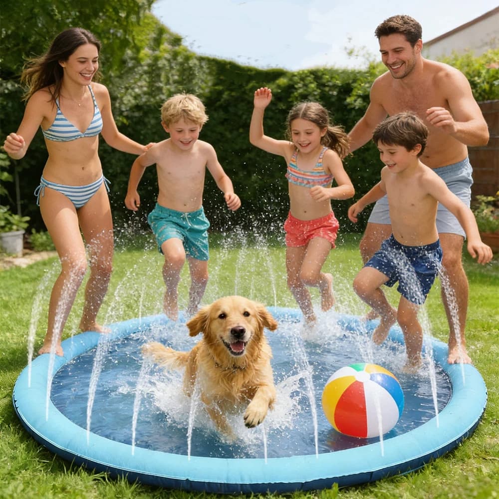 Piscina per cani, tappetino rinfrescante per animali domestici, fontana interattiva da esterno, gioco sensoriale acquatico, tappetino spesso a tema oceano per gatti e cani