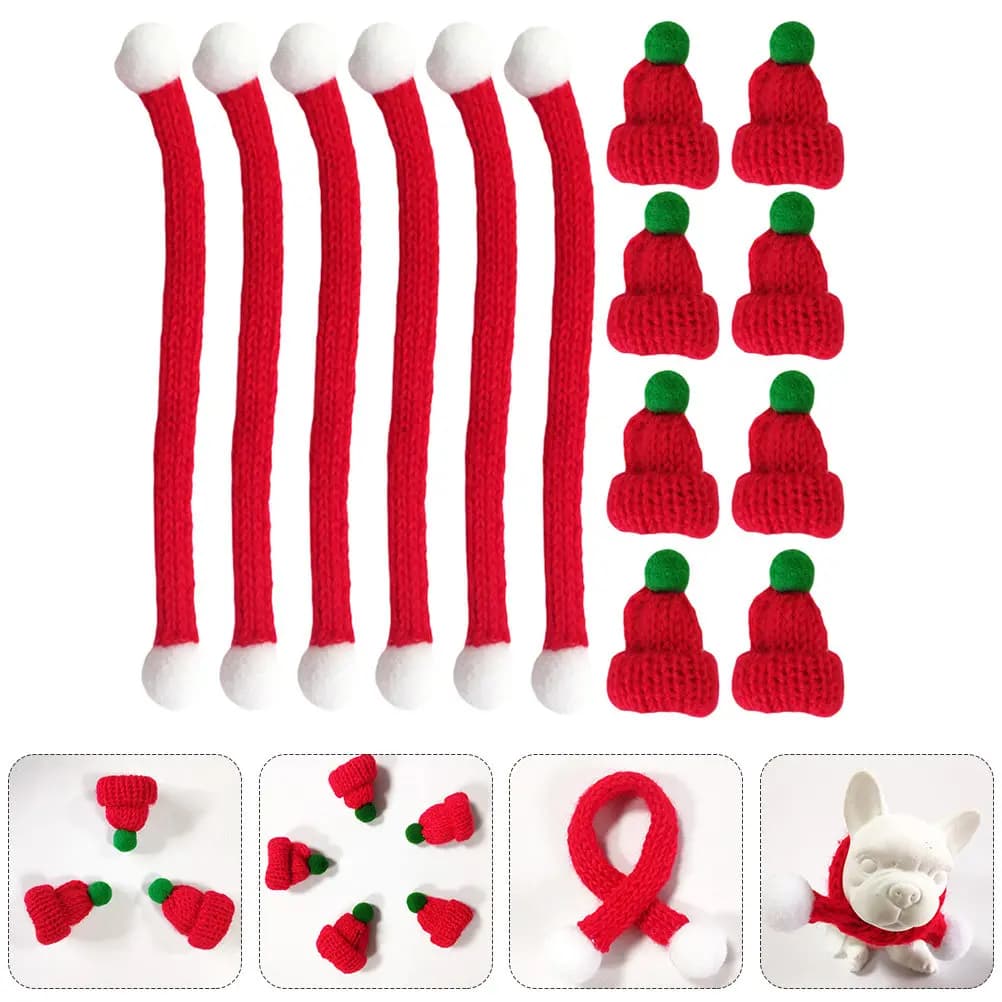 20 Pezzi Mini Cappelli e Sciarpe Natalizi in Maglia, Mini Cappelli in Lana Fai-da-Te per Accessori di Abbigliamento, Scarpe, Borse, Decorazioni per le Feste