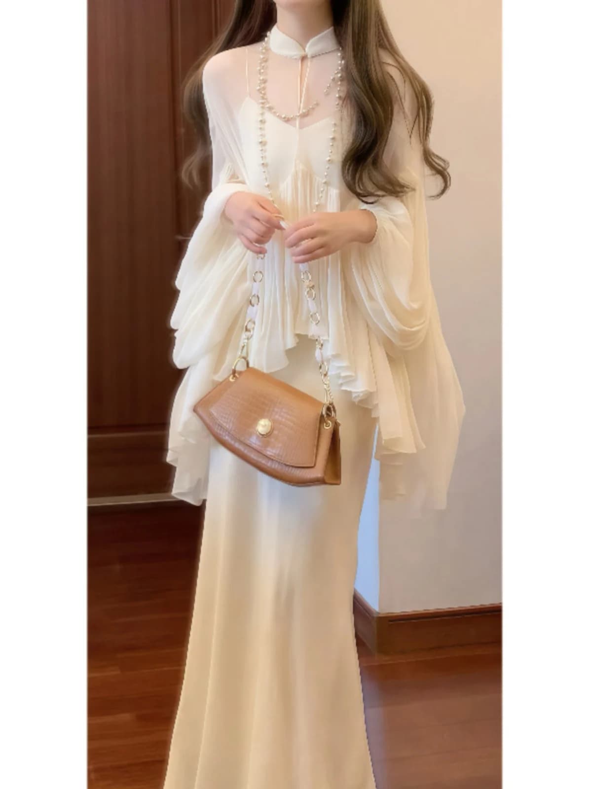 Nuovo Set in Stile Cinese, Tendenza Nazionale, Abito con Spalline dal Taglio Comodo, Top con Colletto Alto, Elegante Set Due Pezzi con Gonna alla Moda