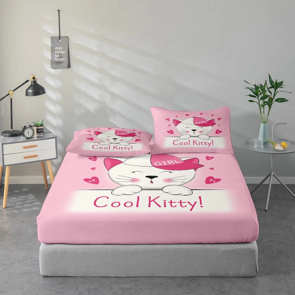Set di lenzuola con motivo stampato per ragazza, combinazione di proteggi-materasso e federa, set di lenzuola stampate ad alta definizione include 1 lenzuolo + 1 o 2 federe (1 federa per 60*100cm e 1 o 2 federe per 72*132cm, il resto delle misure ha 2 federe), adatto per camera da letto e stanza degli ospiti, biancheria da letto in poliestere ultra morbido, lavabile in lavatrice, utilizzabile in tutte le stagioni