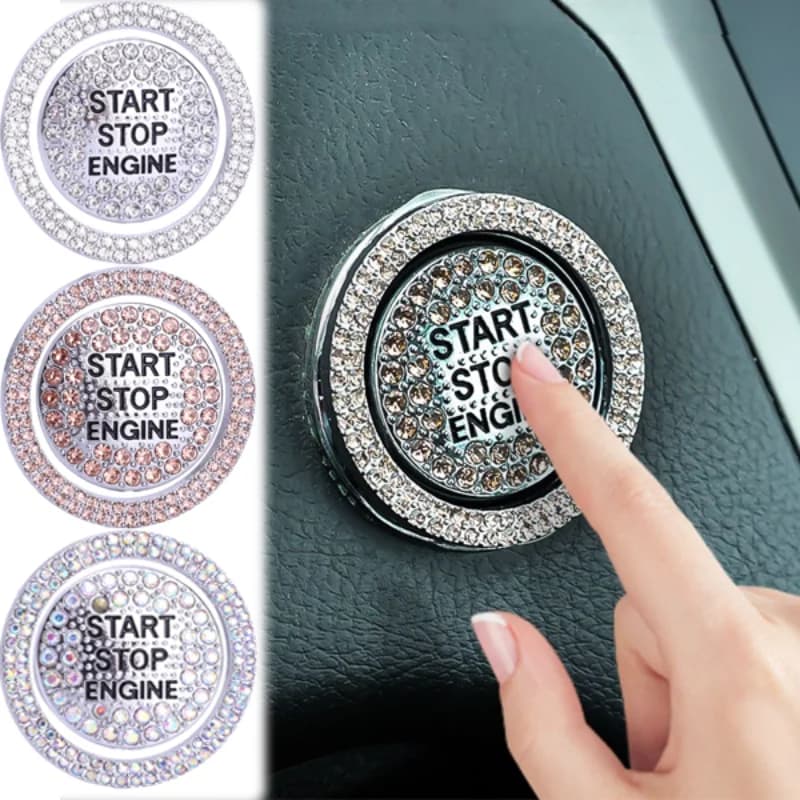 2 pz/set Trim Anello Adesivo Interni Auto Interruttore di Avviamento Pulsante Dispositivo di Accensione Decor Chiavi Copertura di Protezione Adesivi Diamond Bling