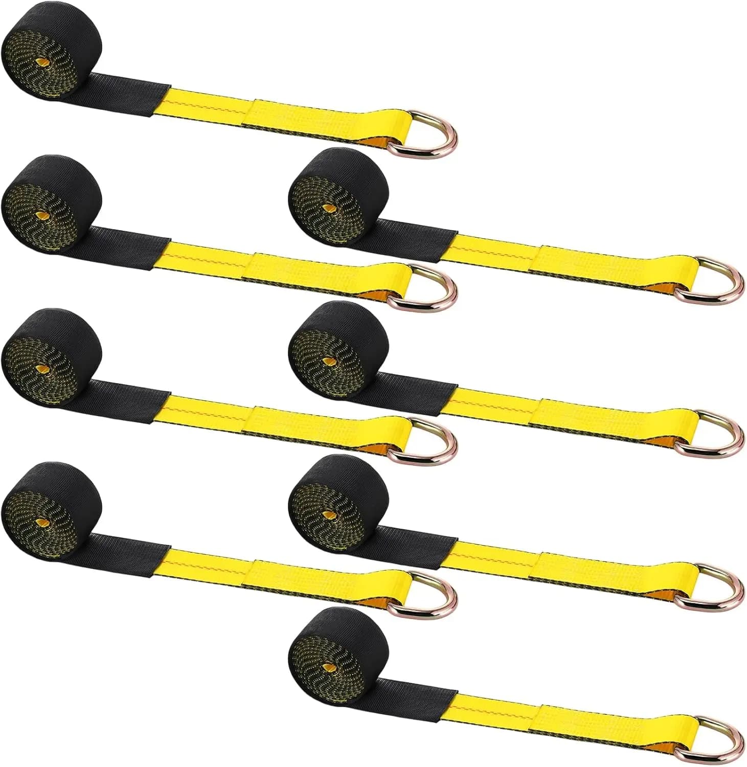 Set di 8 Cinghie per Carro Attrezzi Resistenti con Anelli a D, Resistenza alla Rottura di 11.000 Libbre per Trasporto UTV SUV (2" X 12ft)