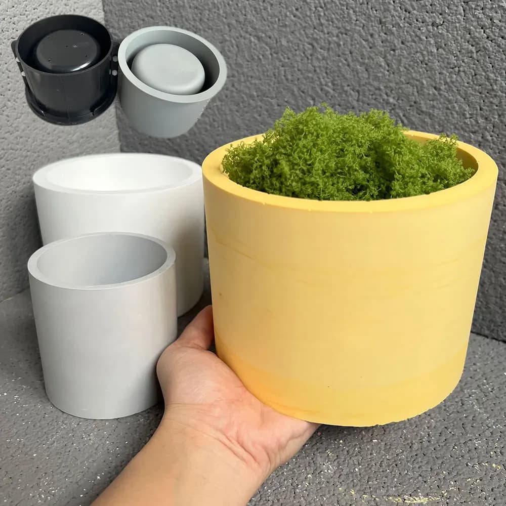 Large Molds for Silicone Plants Vase from Concrete Round Flowers For Indoor Pot For Candles Large Pot For Plants in Silicone Concrete Casting Mold