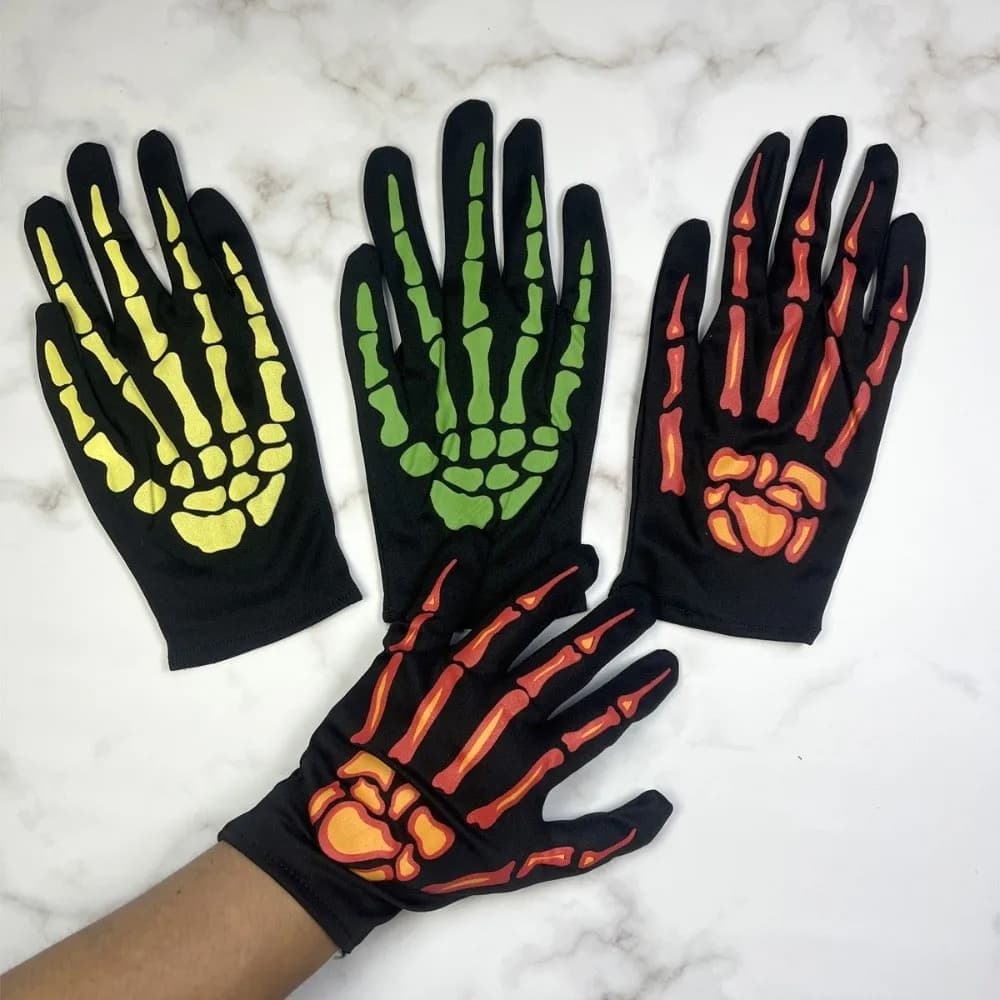 Full Finger Halloween Gloves Cosplay Prop Glowing Gloves Halloween Bone Claw Gloves Hand Warmers Windproof Skeleton Claw Gloves