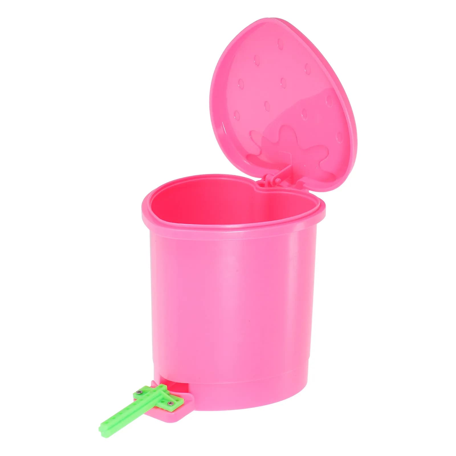 Mini Cestino a Forma di Fragola, Piccolo Contenitore per Rifiuti da Scrivania in Plastica con Coperchio, Carino e Kawaii, per Ufficio e Bagno