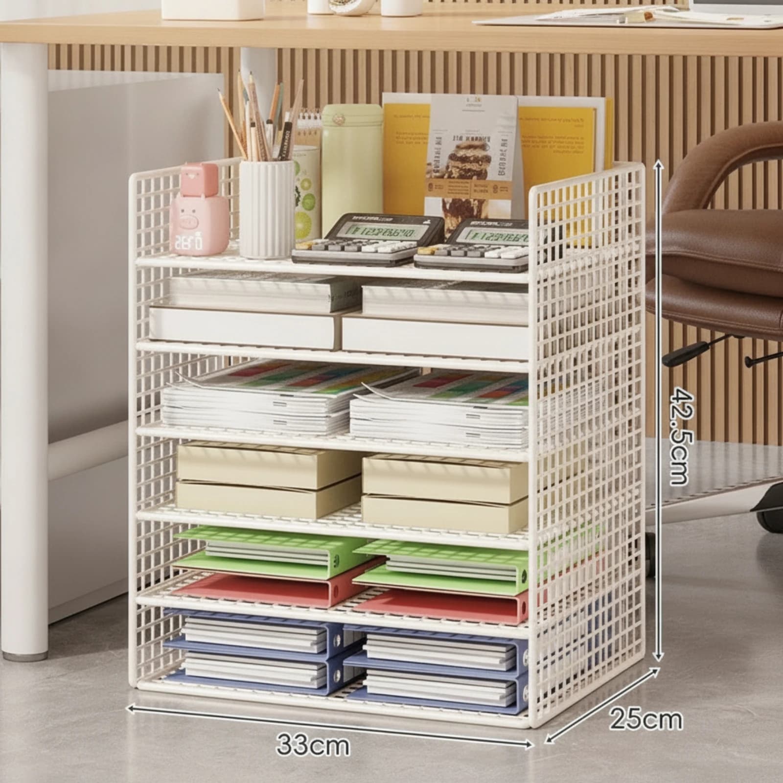 Under-Desk File Storage Rack Space-Saving Six-Layer File Organizer Desk Organizer with Shelves Sturdy Slim for Professionals