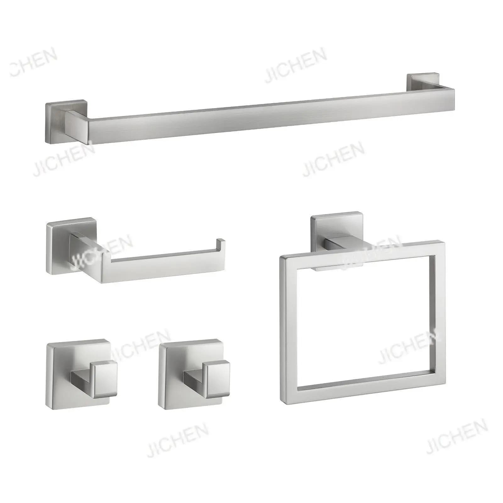 Set di accessori da bagno in nichel spazzolato da 24 pollici, set da 5 pezzi, accessori da parete, portasciugamani in acciaio inossidabile