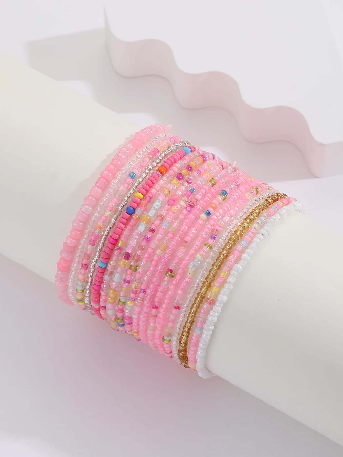 Set di 18 braccialetti per le vacanze di San Valentino con perline rosa, regali di gioielli da donna