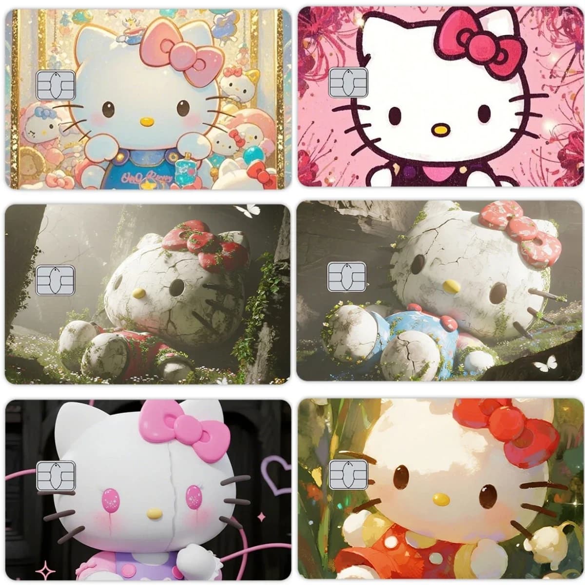 Cartoon Heloo Kitty Kawaii Anime Carta di credito Adesivi per la pelle Pellicola Fai da te Copertura autoadesiva per Debit Visa Bank IC Carte di riso Decal