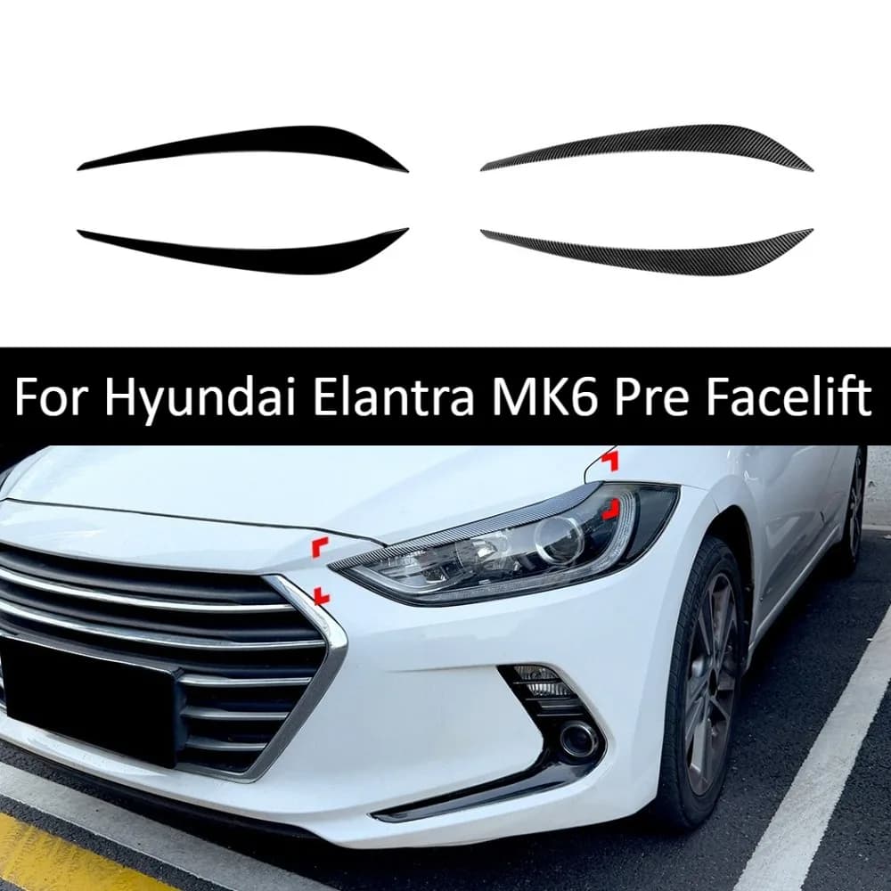Headlight Eyebrow Trim For Hyundai Elantra MK6 Pre Facelift Front Lamp Cover Exterior Styling Auto Accessories Upgrade Car Decor