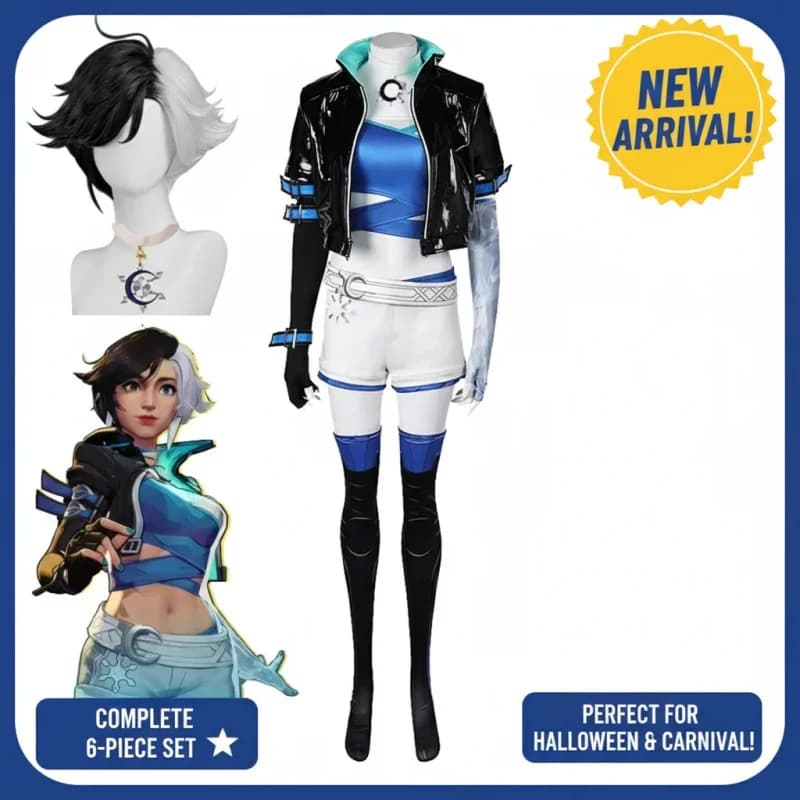 ✿ JITU Luna Snow Costume da Cosplay Set Top Pantaloni Giacca Parrucca per Donna Festa di Halloween ✿ ✿ ✿