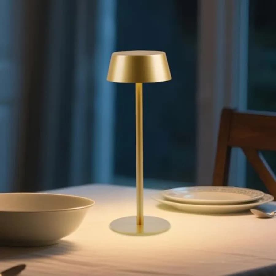 Lampada da Tavolo Cordl, 50 Ore di Autonomia, in Metallo, 3 Colori Dimmerabili, Lampada da Scrivania Ricaricabile a Batteria, Impermeabile IPX4, Senza Fili per Esterni