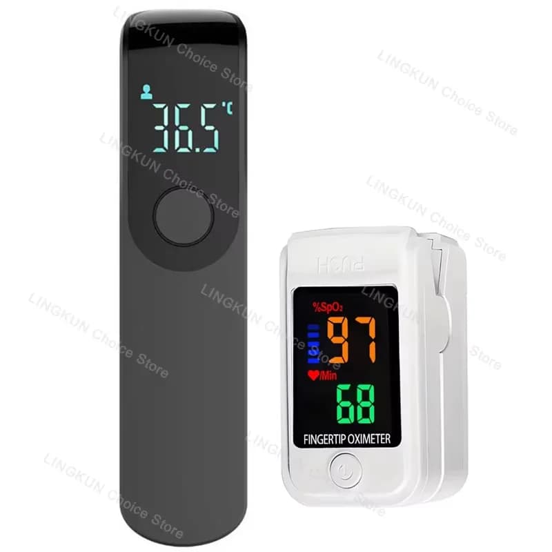 Contactless Laser Body Temperature Auricular Thermometer Digital LCD Infrared Fever Thermometer Pulsossimeter for Newborns and Adults