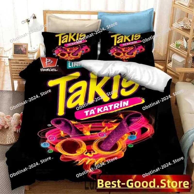 Set di biancheria da letto con stampa 3D Snack Takis, copripiumino, copripiumino, copripiumino, federa, King Queen Twin Size Ragazzi Ragazze Adulti