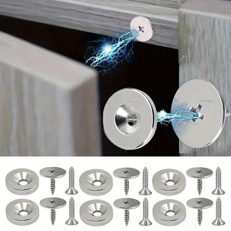 Chiusura magnetica per porta, invisibile, forte, rotonda, in metallo, magnetica, per armadio, chiusura nascosta, chiusura per porta, per ferramenta per mobili