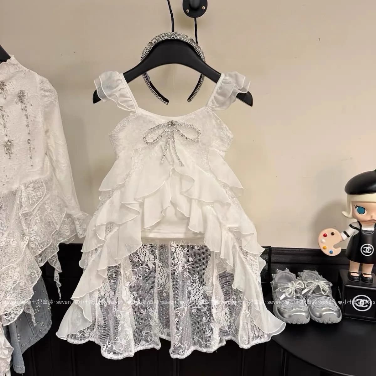 Girls Summer Top Children's Holiday Style Irregular Lace Fly Sleeve Shirt New Arrival Female Kids Clothing